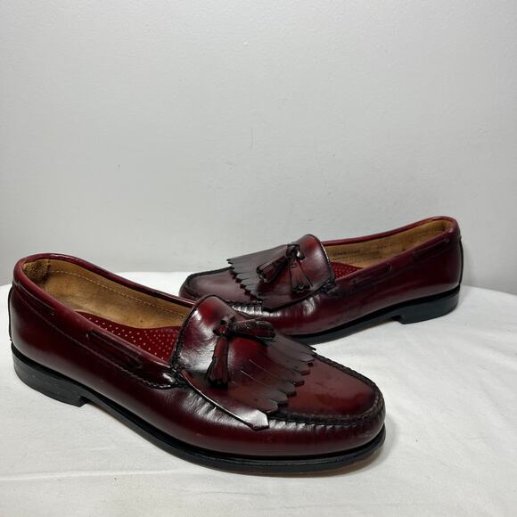 Bass Weejuns Other - Bass Weejuns Loafers Men Shoes Burgundy Leather Tassel Preppy Office Casual 11D
